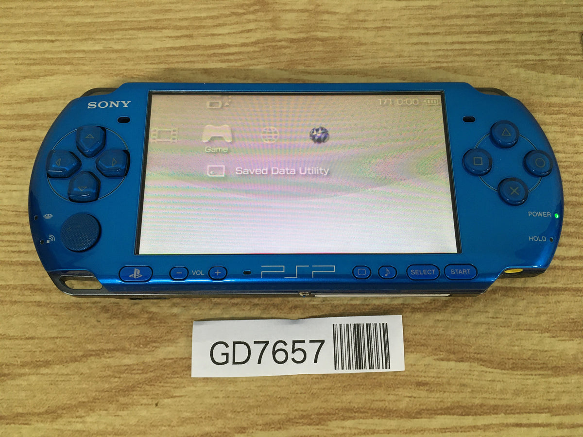5762 PSP 3000 ブルー GD7657 Plz Read Item Condi PSP-3000 VIBRANT BLUE SONY PSP