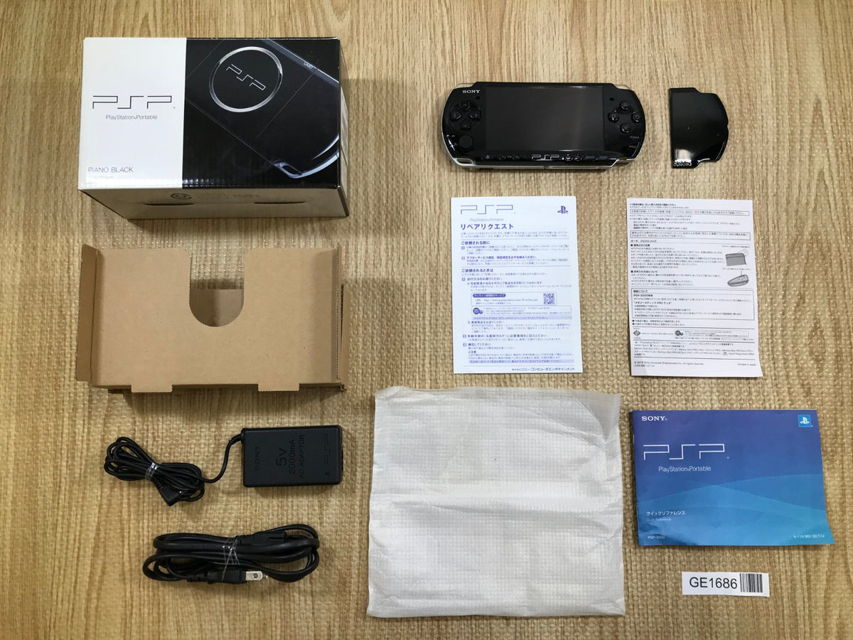 PSP-3000 PIANO BLACK Console Boxed Japan - Tested Working GE1686