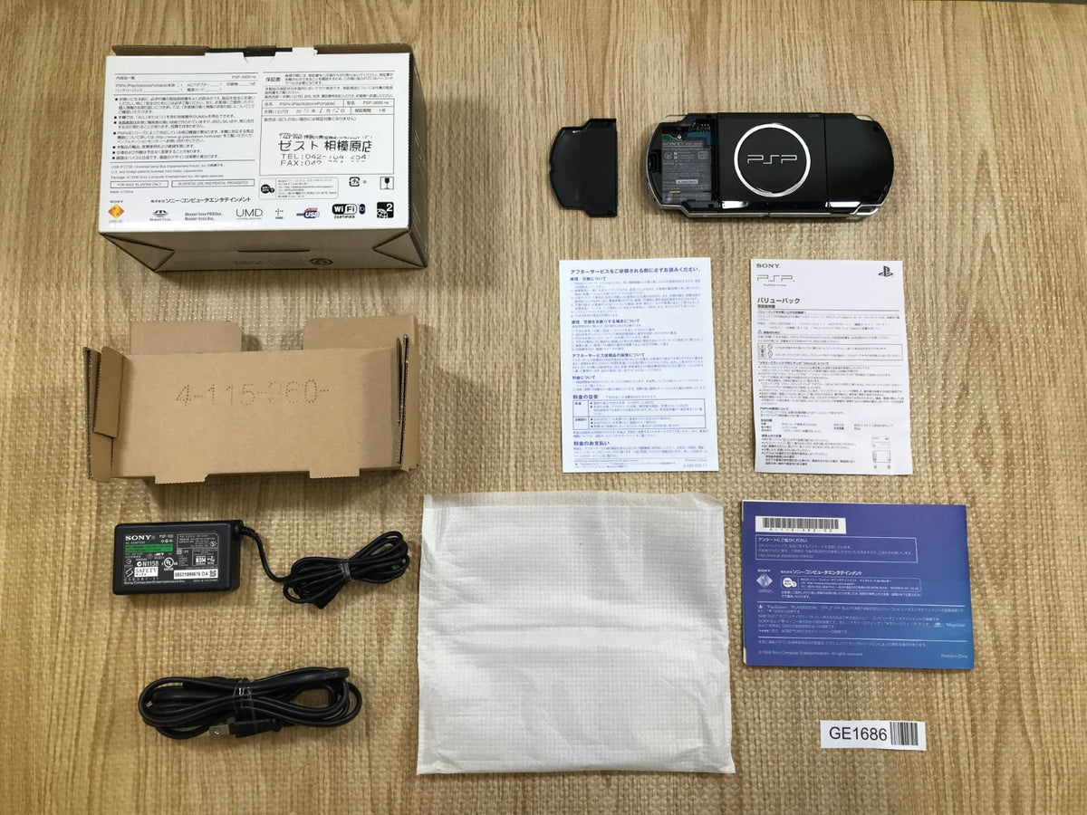 PSP-3000 PIANO BLACK Console Boxed Japan - Tested Working GE1686