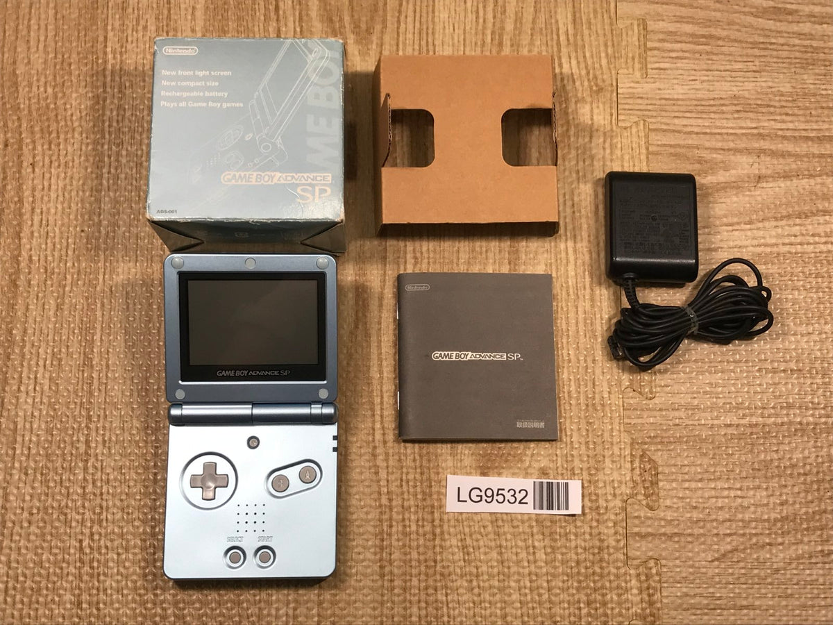 GameBoy Advance SP Pearl Blue Console Boxed Japan - Tested Working