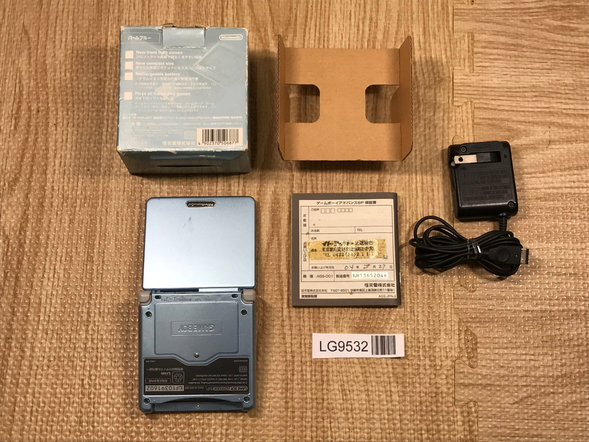 GameBoy Advance SP Pearl Blue Console Boxed Japan - Tested Working