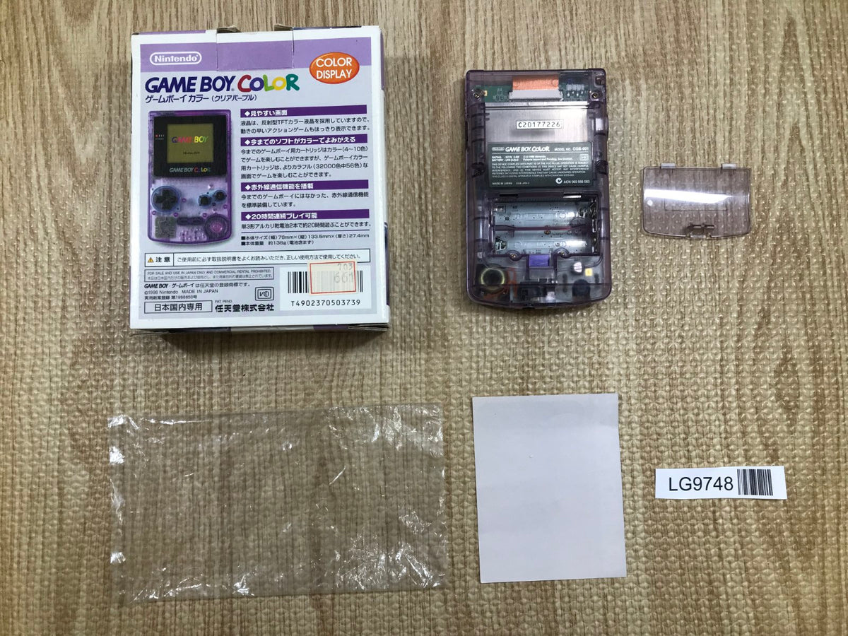 GameBoy Color Clear Purple Console Boxed Nintendo Japan - Tested