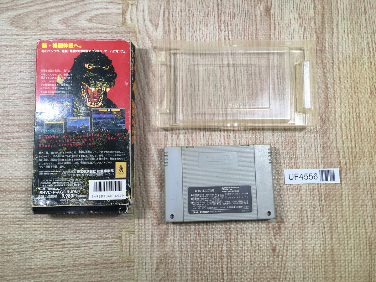 UF4556 Godzilla Kaijuu Dai Kessen Boxed Super Famicom SNES Japan