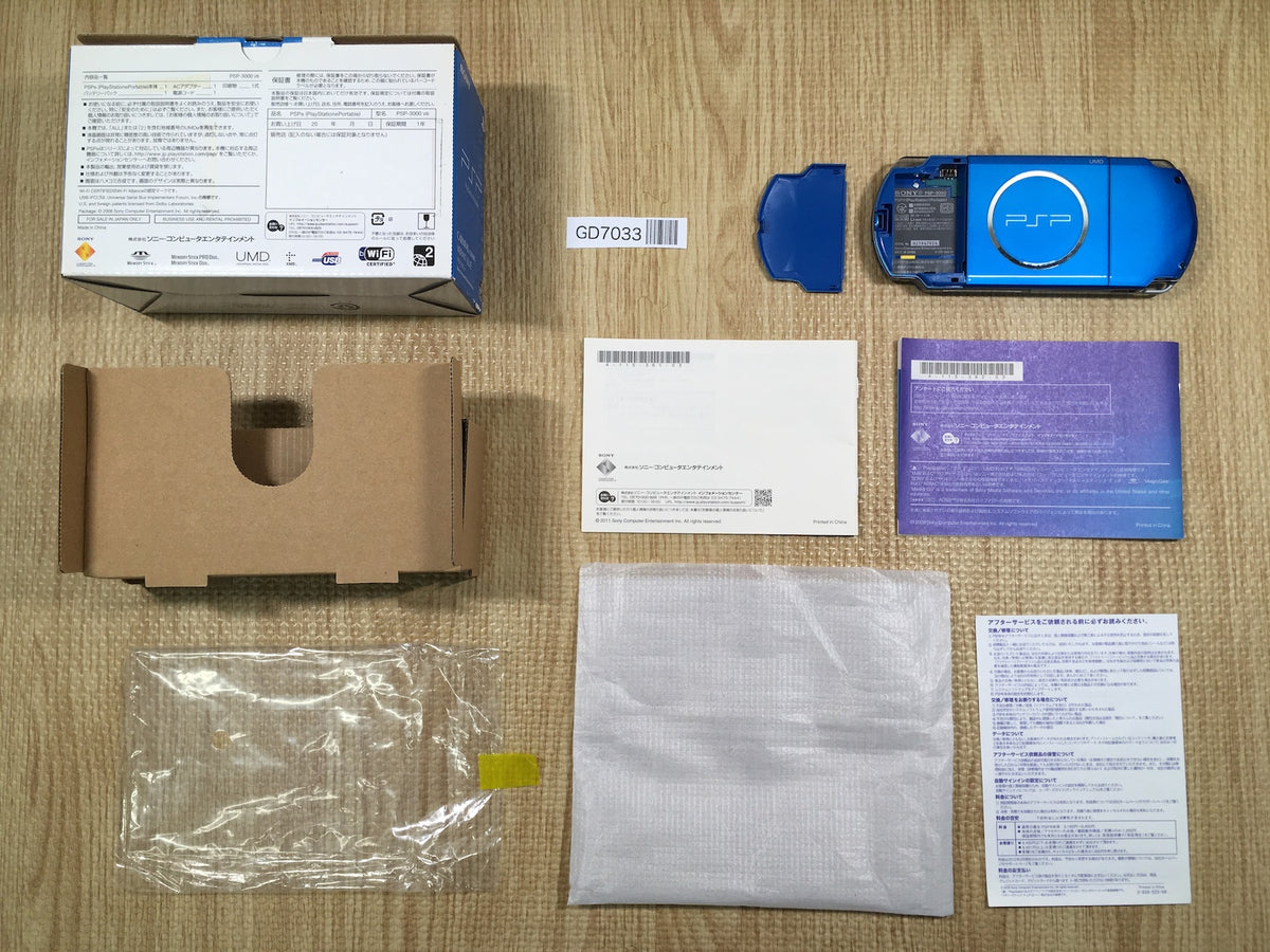 GD7033 PSP-3000 VIBRANT BLUE BOXED SONY PSP Console Japan