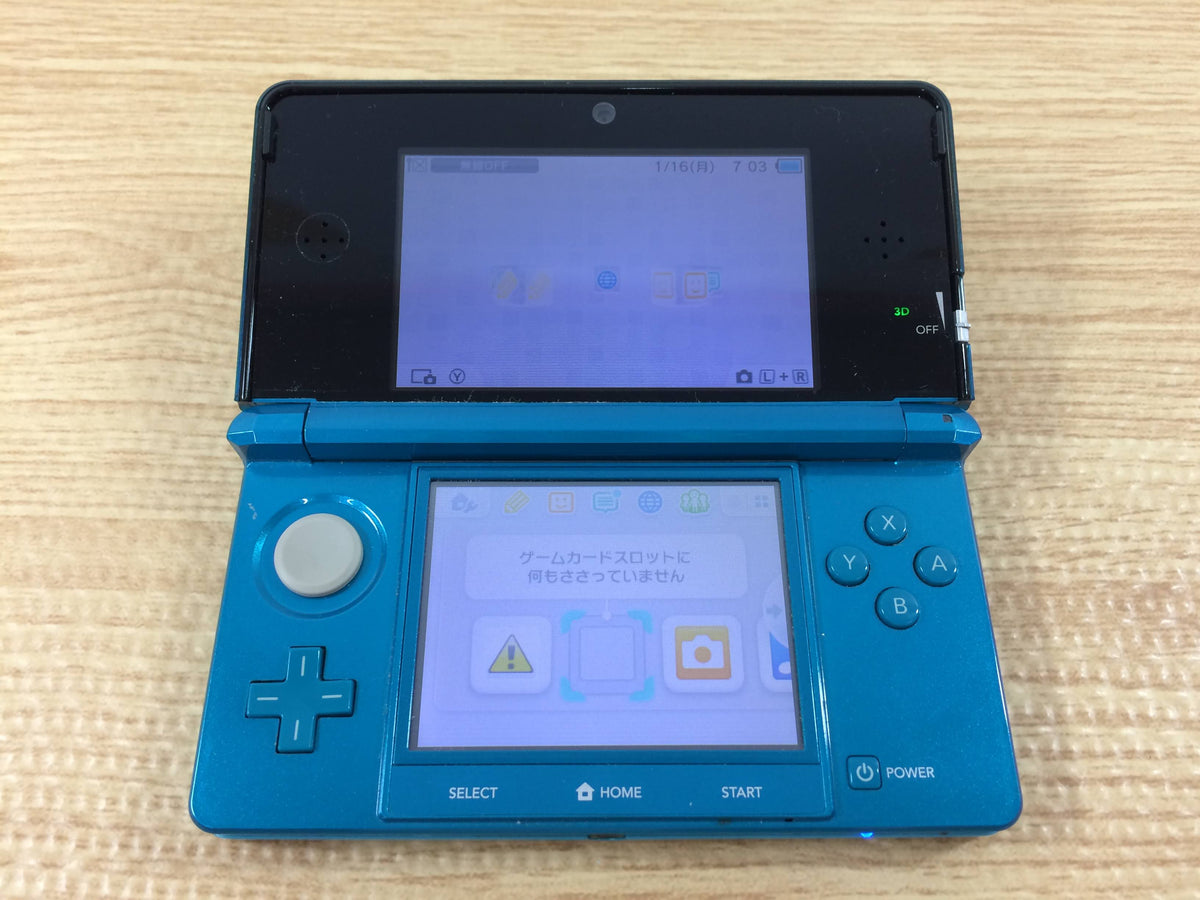 Nintendo 3DS Aqua Blue Boxed Console Japan - Tested Working KD3957