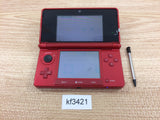 KF3421 Tested Working - No Battery Nintendo 3DS Metallic Red Console Japan