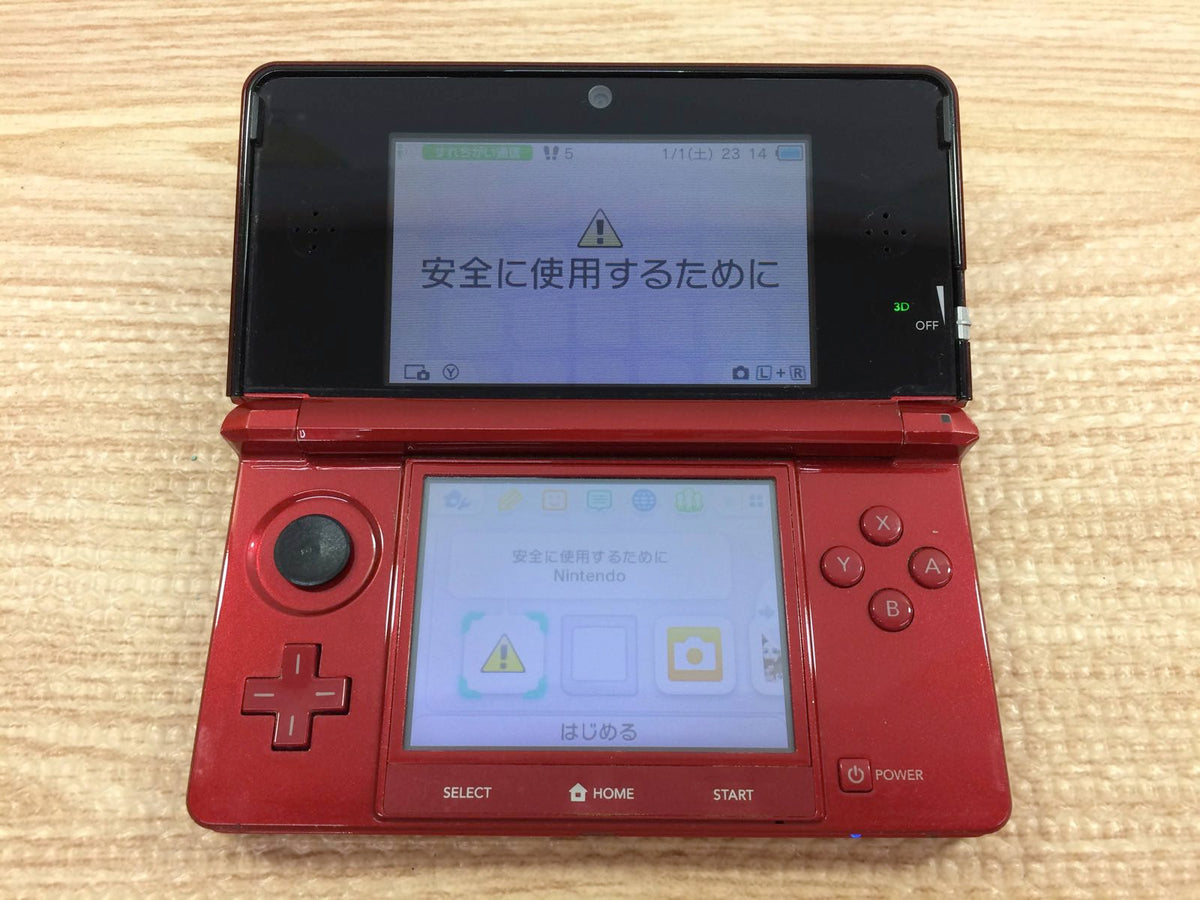 Nintendo 3DS Flare Red BOXED Console Japan - Tested Working KF7617