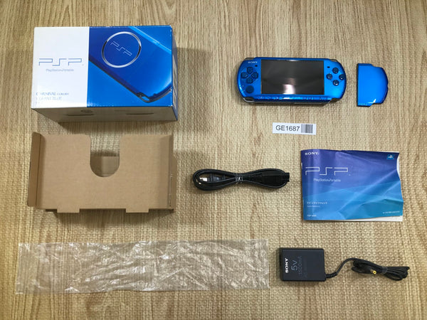 PSP-3000 VIBRANT BLUE Console Boxed Japan - Tested Working GE1687