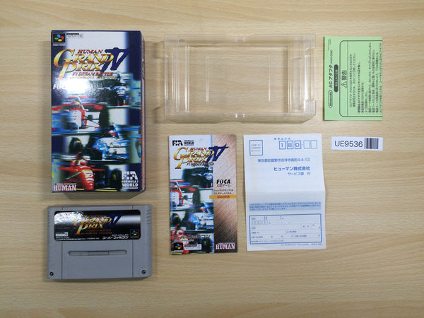 UE9536 Human Grand Prix IV F1 Dream Battle Racing BOXED SNES Super Famicom Japan