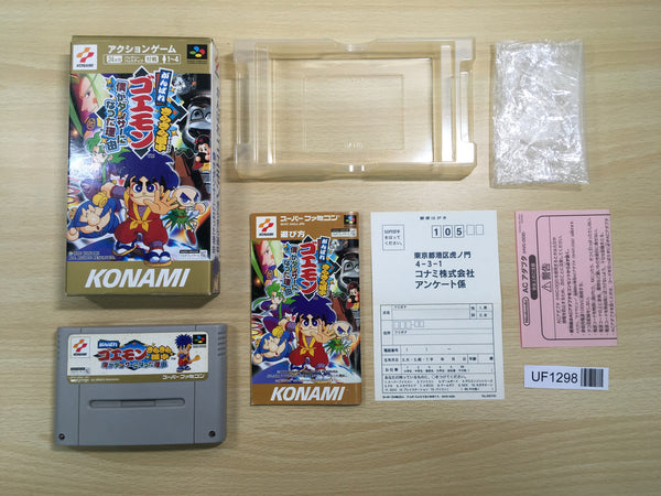 UF1298 Ganbare Goemon 4 Kirakira Douchuu BOXED SNES Super Famicom Japan