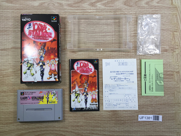 UF1381 Lady Stalker Kako kara no Chousen BOXED SNES Super Famicom Japan