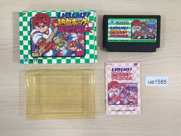 ue1585 Kunio Ike Ike Nekketsu Hockey Bu BOXED NES Famicom Japan