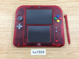No Battery Nintendo 2DS CLEAR RED Console Japan - Tested Working KE1684